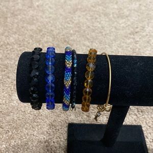 Black, Blue and Gold Bracelet Stack